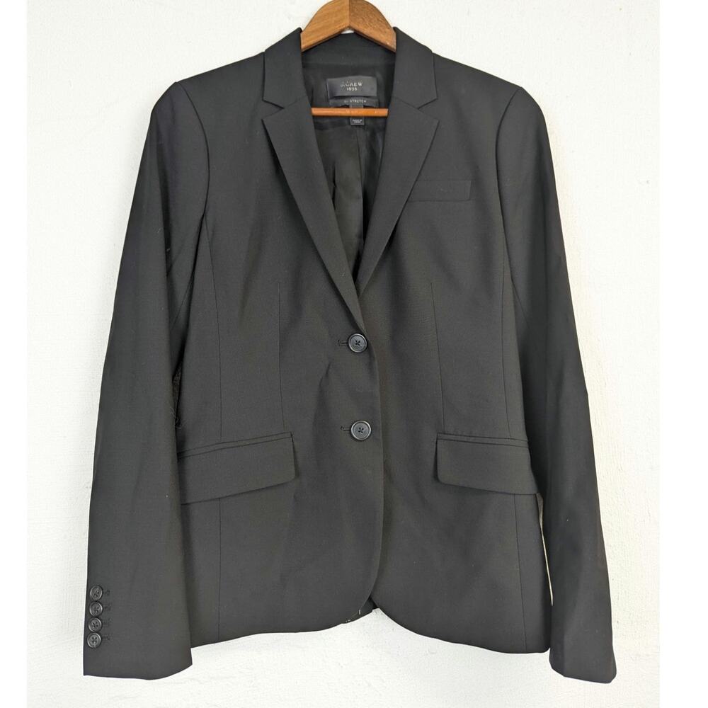 J Crew 1035 Black Blazer Bi Stretch Tollegno 1900 Office Wool Womens 6 READ